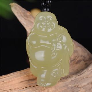 1998和田玉弥勒佛手把件挂件天l然玉石吊坠男女